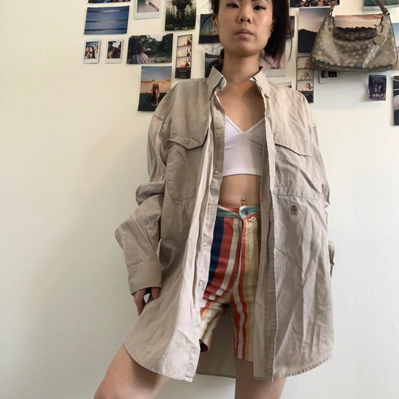 Vintage Tommy Hilfiger Khaki Button Down Shirt - Picture 3 of 8